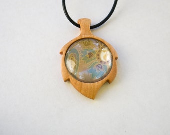 Original design finished hardwood pendant blank - Cherry - 30 mm cavbity - (G65p-C)