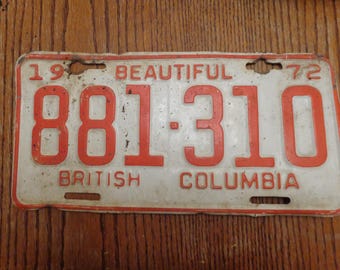 1973 British Columbia License Plate, Old Licese Plate, Vintage License Plate, License Plate Vintage, Man Cave Decor, License Plate, License