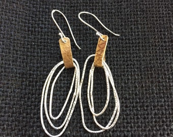 Hammered sterling hoop earrings