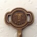 Skeleton key with advertising. Ornate T Möbel, solid brass, authentic German / european keys, shabby chic, rusty key, altered art, steampunk