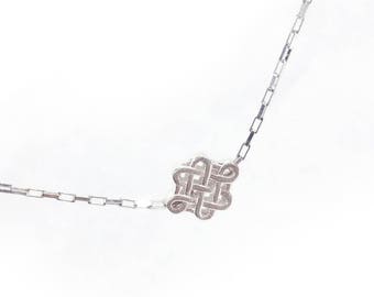 Chinese Pattern Stars Necklace in Solid Sterling 925 Silver (SN006)