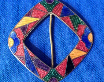 1930s Jazz Age Art Deco Diamond Shaped Enamelled Buckle