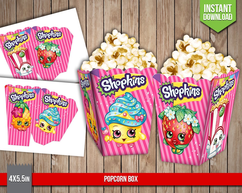 SHOPKINS Popcorn Box Shopkins Popcorn Box Party Favors Table