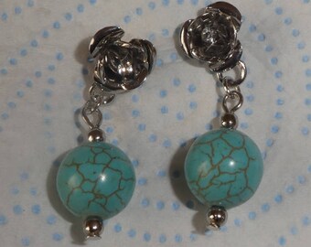 Vintage Turquoise Bead dropper earrings