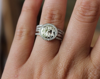 Monogrammed Stackable Ring, Sterling Silver Ring, Engraved Ring, Monogram Stackable Ring