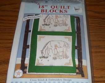 20% Off Jack Dempsey Needle Art Kit~18" Quilt Blocks~Mare & Colt Design~#732 Pattern 207