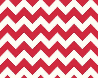 Riley Blake-Medium Chevron-RED-sold by the yard