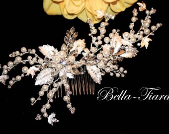 pearl bridal comb, Crystal wedding hair clip, bridal hair comb, crystal hair vine, ivory pearl bridal comb, wedding comb