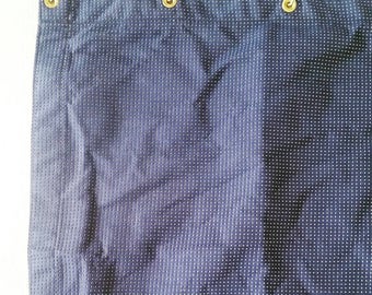 Cortinas de lunares azul marino de algodón largo pesado con latón. Cortinas de peso pesado extra larga. 9 ft x 2 ft. Navy Azul náutica