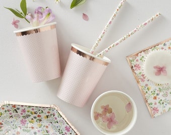 Rose Gold & Pink Cups, Pink Party Cups, Baby Shower Cups, Birthday Cups, Pink Party Cups, Rose Gold Cups, Afternoon Tea Cups, Pink Party