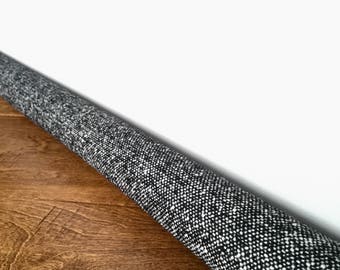 Custom black tweed door draft stopper / speckled tweed draft snake