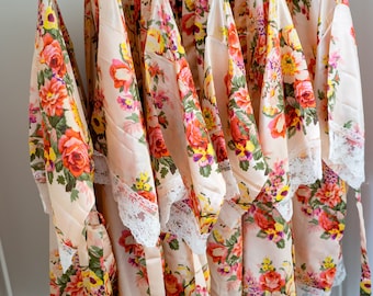 Sale! Bridesmaid Robes Set / Bridesmaid Robes / Floral Robes Set/ Bridal Robes / Bridesmaid Gift / Robe for Bridesmaid / Lace Floral Robes