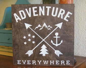 Arrow Decor,Arrow Sign,Mountain Decor,Anchor Sign,Wood Anchor Sign,Adventure Sign,Boys room decor,boys wall decor,wood sign,primitive wood