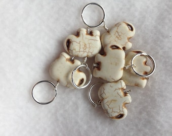 White Elephant Stitch Markers - Set of 6
