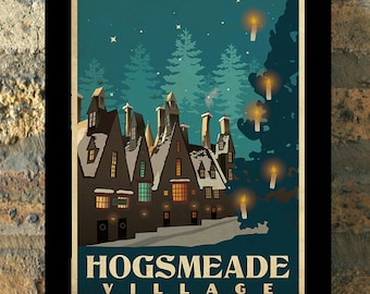 HOGSMEADE Harry Potter Travel Poster Vintage Print Wall Art House Warming New Apartment