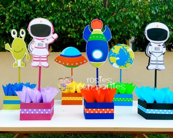 Outer Space Blast Off Centerpiece Decoration Spaceship Outer Planets Astronauts birthday party guest table centerpiece INDIVIDUAL PURCHASE