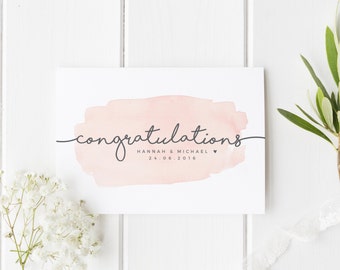 Personalized Wedding Card, Newly Married Couple Greeting Card, Watercolour Congratulations Wedding Card, Personalised Wedding, Happy Couple