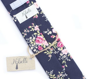 Blue floral tie, Navy floral tie, blue floral necktie, wedding floral tie, wedding necktie, skinny floral tie, mens floral tie, mens necktie