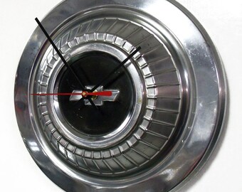 1966 - 1967 Chevrolet Chevelle and Nova Hubcap Clock - Chevy Hub Cap Wall Decor - Classic Car
