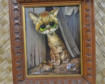 Big Eye/Sad Eye Pity Kitty framed print by GIG (Keane style)