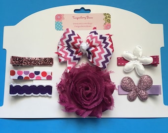 Hair Clip Gift Set 7pc. - Pinks and Purples
