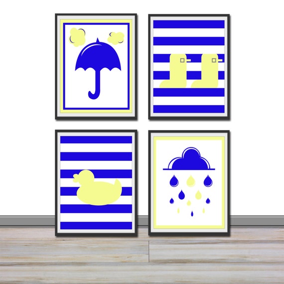 Nursery Rainy Days 4 Pack Digital Download Posters Rubber