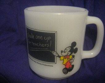 MICKEY MOUSE TEACHER Mug Fire King Glasbake School House 1981