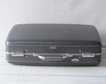 Vintage Suitcase American Tourister Luggage Charcoal Gray Grey Travel Overnite