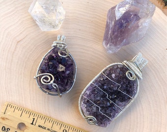 Amethyst Druzy Wire Wrapped Pendant