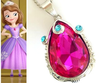 PRINCESS SOFIA Amulet, Sofia The First Amulet, Pink Amulet, Princess Sofia Crystal Amulet, Princess Sofia Necklace, Princess Sofia Charm