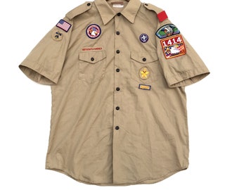 Rare!! Vintage BSA Boy Scout Shirt W/Patches Extra Large Size Made In Usa