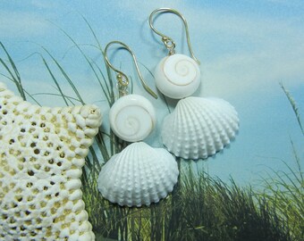 Shiva Eye and Seashell Earrings