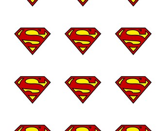12 x Superman Edible Stand Up Wafer Cake Cupcake Toppers x 12
