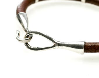 Leather and sterling silver bracelet