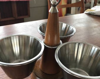Stako stainless steel and teal condiment server