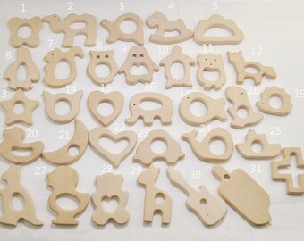 5pcs Natural Wood Teether,Wooden Pendant,High-Quality Untreated Wood Teething Toy/Pendant. DIY Supplies for Safe Teething Necklace.