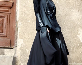 New Loose Wide Black Skirt - Pants / Wide Leg Pants Spring / Summer Collection by Aakasha A05383