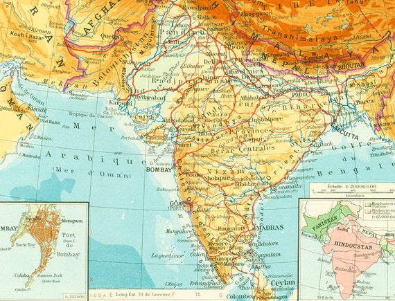 Articles similaires  1950 Carte  Inde  Himalaya  Nepal Iran 