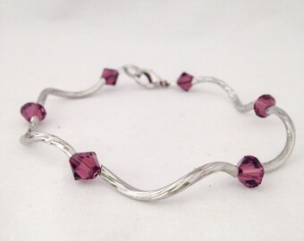February birthstone bracelet, amethyst birthstone bracelet, february bracelet, amethyst bracelet, Swarovski crystal bracelet