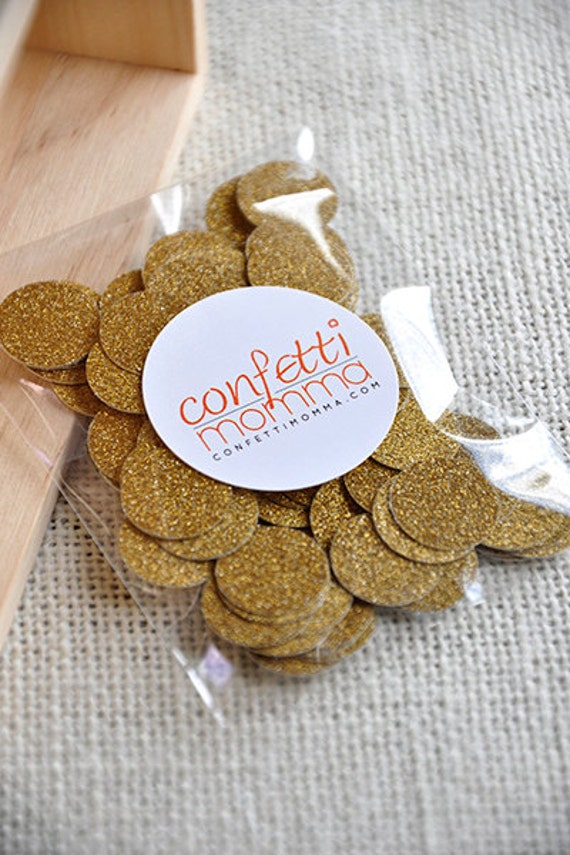 Fine Glitter Gold Confetti Circles 100CT. Handcrafted in 25