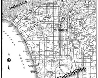 Los Angeles Map - Street Map Vintage