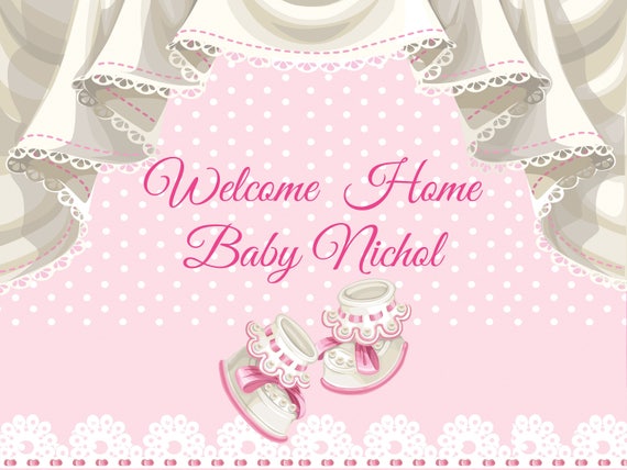 large welcome home baby banner baby shower banner baby girl