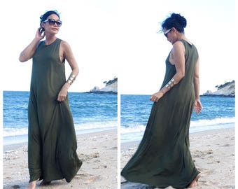 Green long maxi dress free size