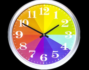 Kids Color Clock - Rainbow Clock - Color Wheel Clock - Wall Clock - Kids Clock - School Clock - Classroom