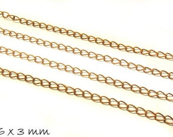 Chain copper, large, 6 x 3 mm