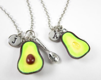 Best Friend Avocado Initial Necklace, Personalized gift, personalized necklace, best friend necklace, friendship necklace, best friend gift