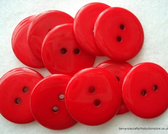 25 Red Buttons, 23mm Red Resin Buttons, Pack of 25 Red Buttons, 8p Each!! A112