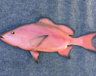 Red Snapper wood carving 16'' Red snapper art