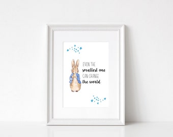 Peter Rabbit Nursery Print Quote/Blue Star Design/Even the smallest one can change the world