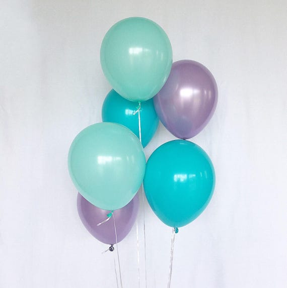 Blue Mint Lavender Balloons Mermaid Party Under the Sea Purple